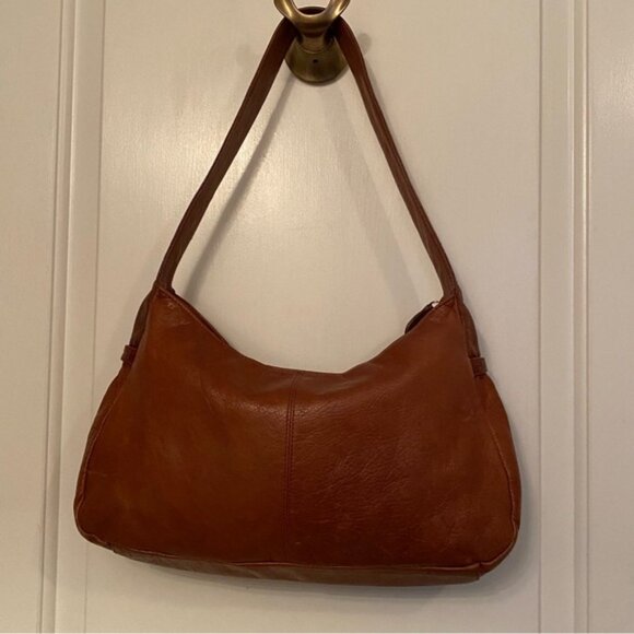 OSGOODE MARLEY BAG SHOULDER BROWN LEATHER SOFT TEXTURED SMOOTH ZIP TOP - Picture 3 of 13